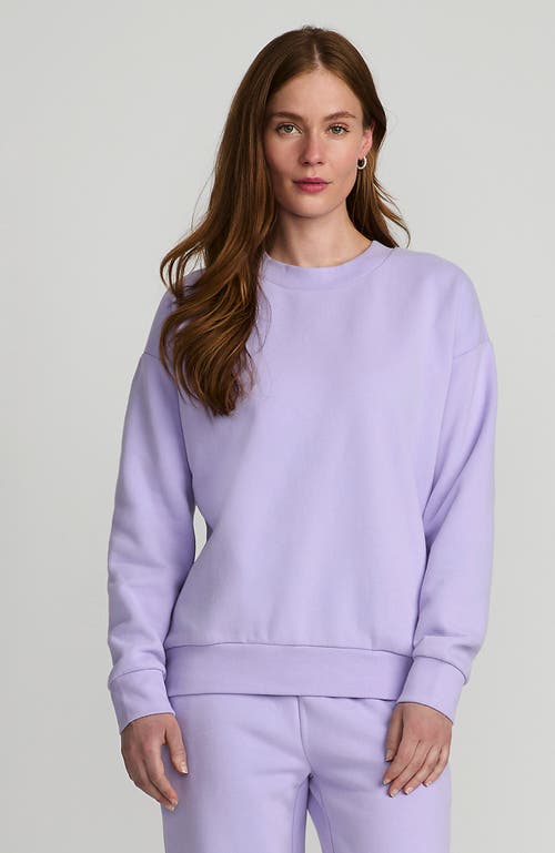 Shop Lands' End Serious Sweats Relaxed Long Sleeve Crew Neck Sweatshirt In Lavender Cloud