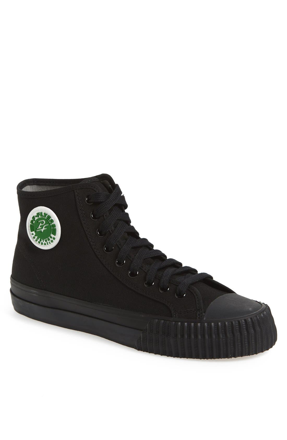 all black pf flyers hi tops