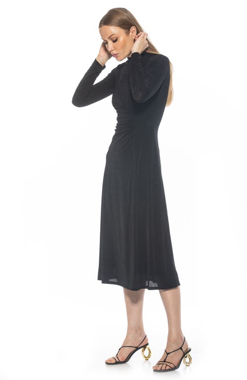 Alexia Admor Marla Long Sleeve Draped Midi Dress In Black