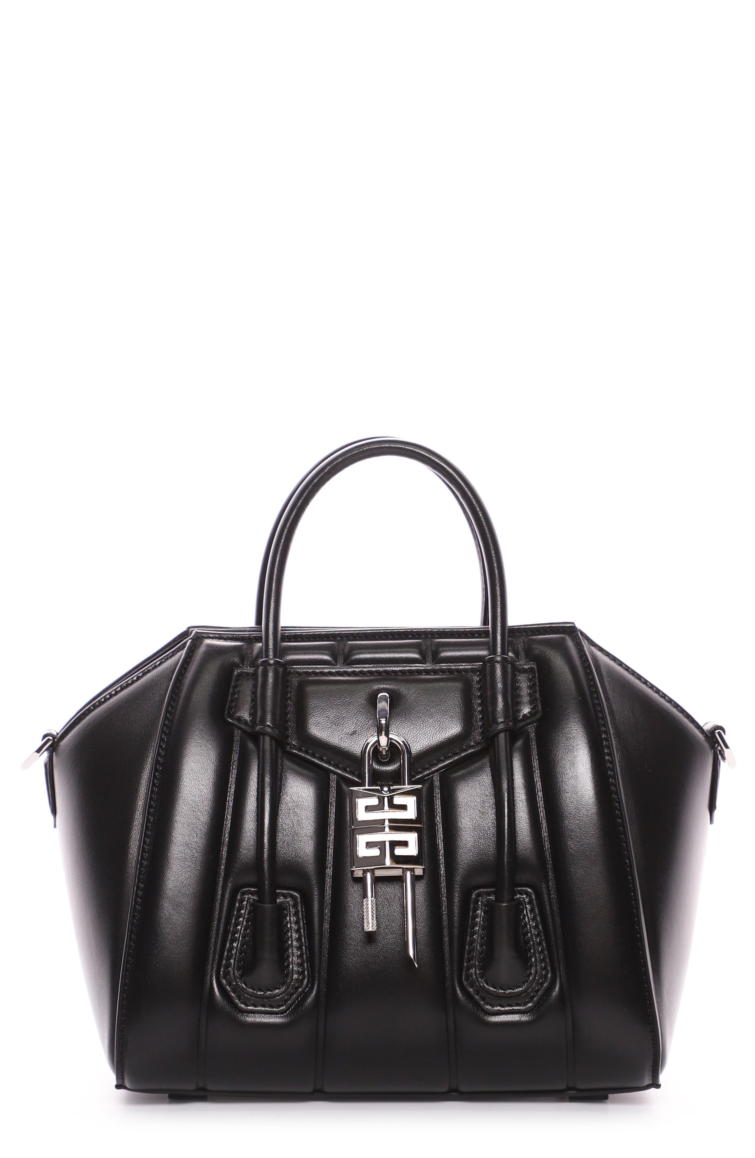 Givenchy Mini Antigona Lock Quilted Leather Satchel in Black