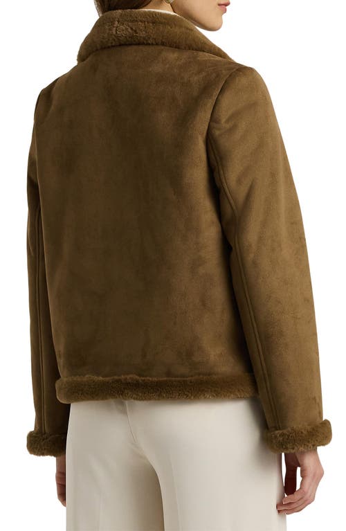 Shop Lauren Ralph Lauren Faux Shearling Jacket In Camel