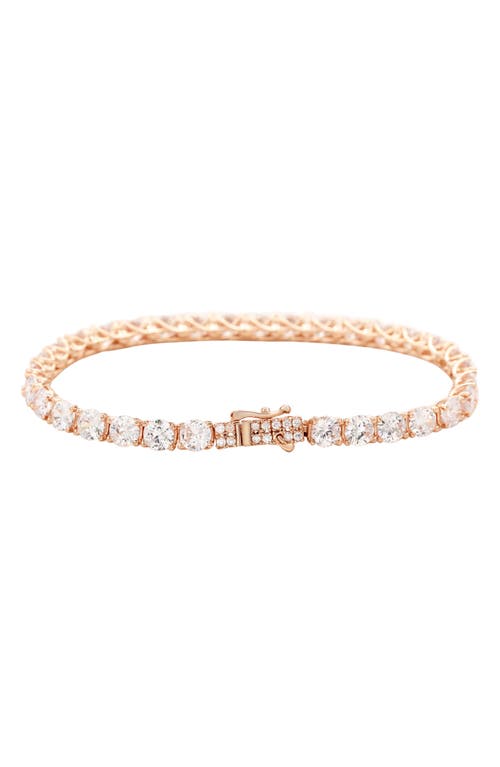 Suzy Levian Silver Cz Bracelet In Rose