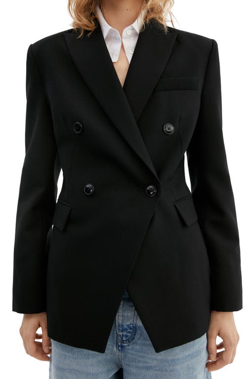 MANGO Double Breasted Suit Blazer Black at Nordstrom,