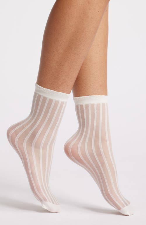 Shop Nordstrom Sheer Stripe Ankle Socks In Ivory Egret