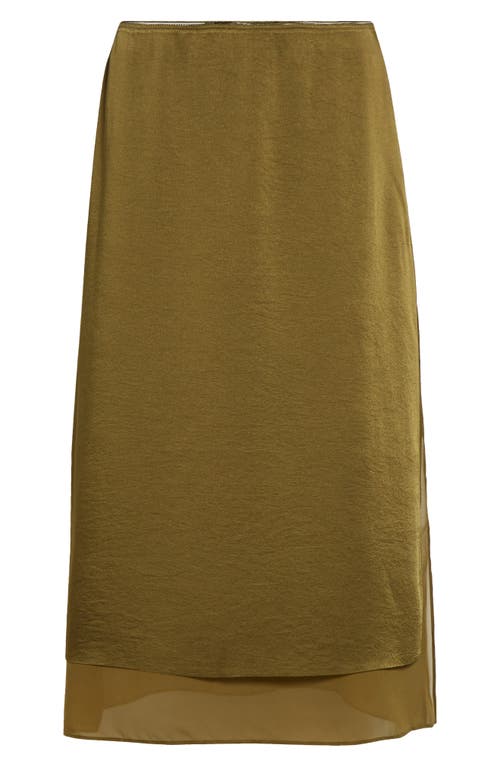 Shop Vince Layered Slit Maxi Skirt In Laurel