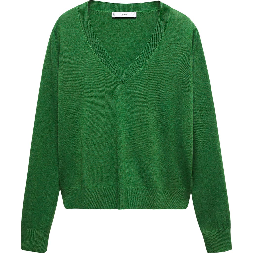 Mango V-neck Sweater In Green