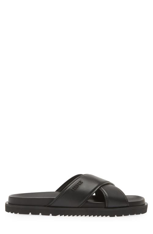 Shop Versace Crossover Slide Sandal In Black