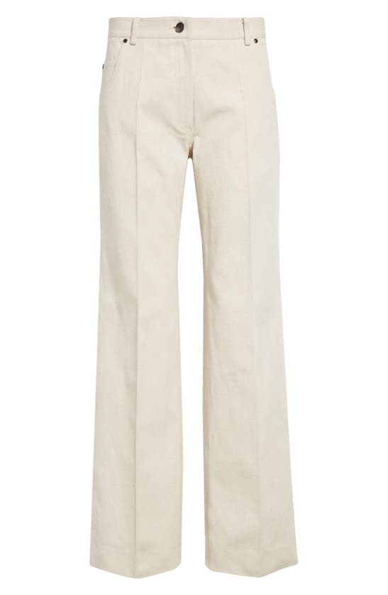 Shop Gia Studios Wide Leg Cotton & Linen Pants In Cream