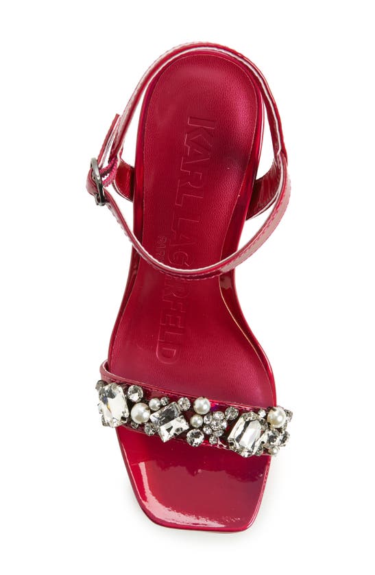 Shop Karl Lagerfeld Paris Jala Jeweled Ankle Strap Sandal In Fuchsia