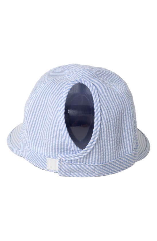 Shop David & Young Ponyflo Stripe Sunblocker Hat In Blue
