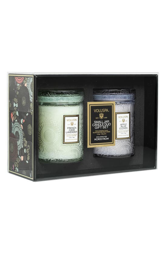 Voluspa Mini Jar Candle Duo In French Cade Laven/aple Bl Clvr