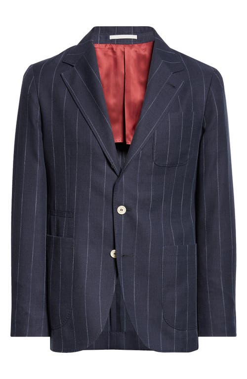 Brunello Cucinelli Chalk Stripe Linen Suit In Blue