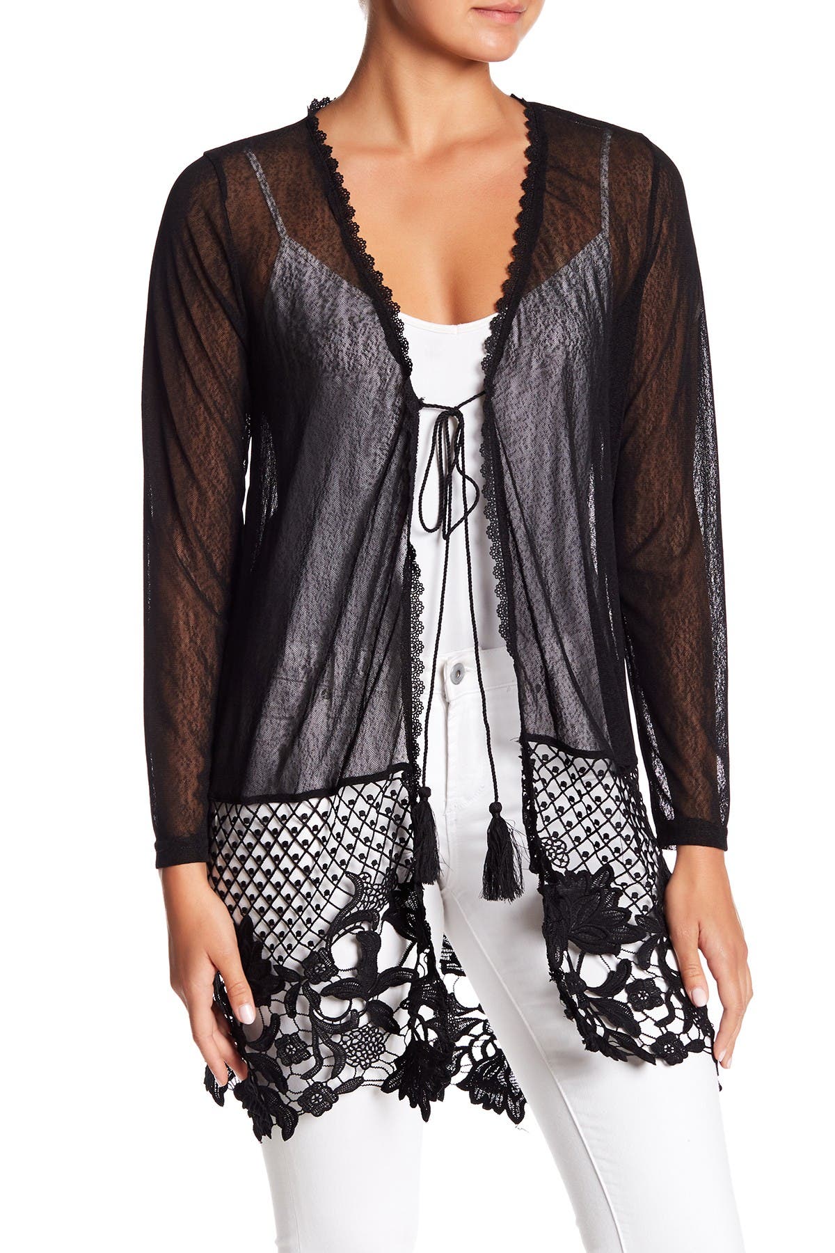 open front tie cardigan
