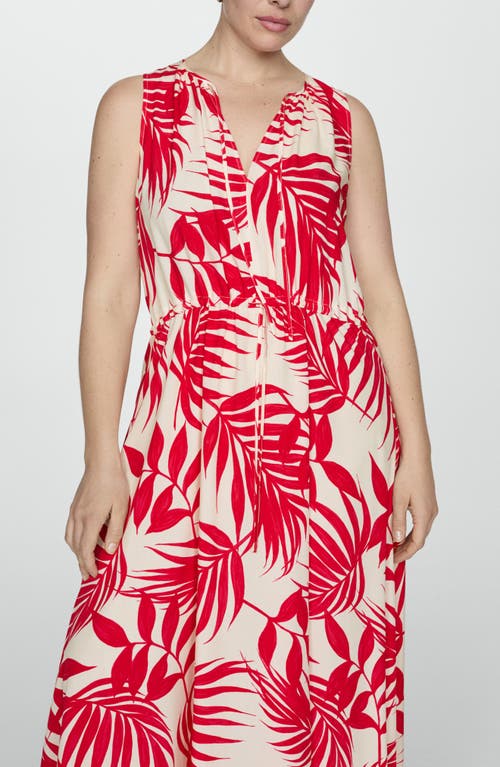 Mango Bow Printed Dress Red In Red