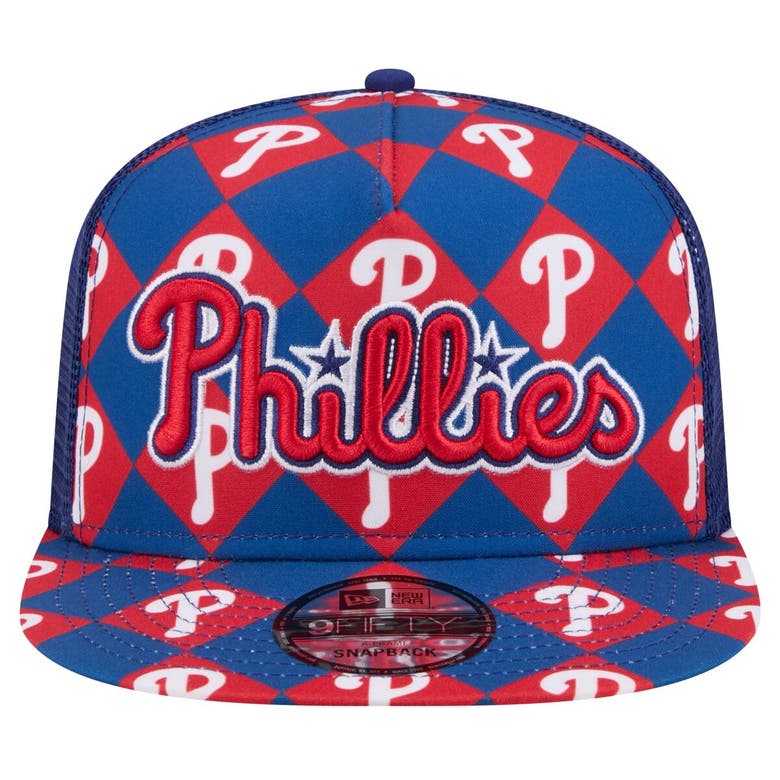 Shop New Era Royal Philadelphia Phillies Seeing Diamonds A-frame Trucker 9fifty Snapback Hat