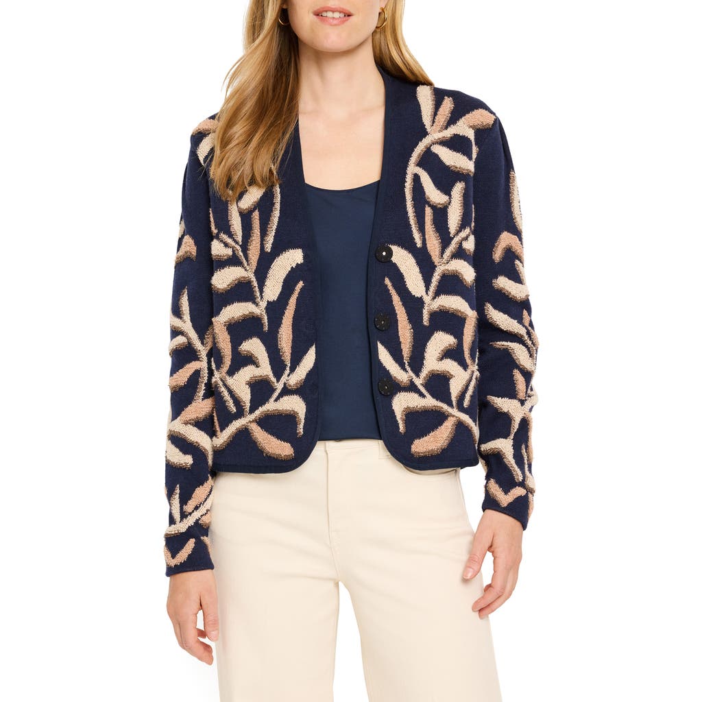 Nic + Zoe Nic+zoe Midnight Fern Tufted Cardigan In Indigo Multi