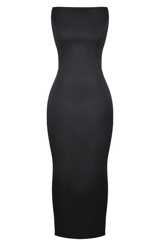 Shop House Of Cb Filomena Side Slit Matte Jersey Gown In Black