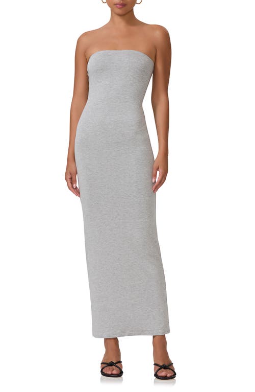 Shop Afrm Dunn Strapless Knit Maxi Dress In Heather Grey