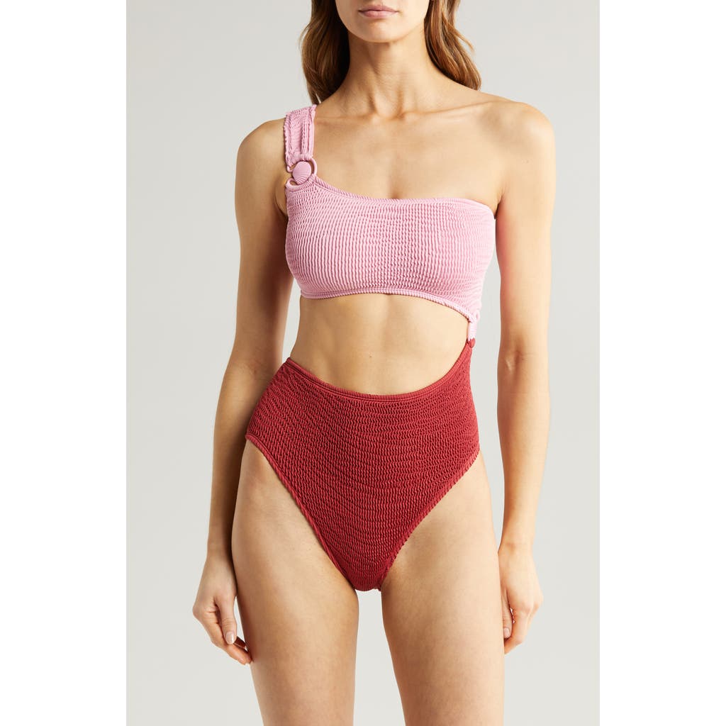 Cleonie Cutout One-shoulder One-piece Swimsuit In Pink