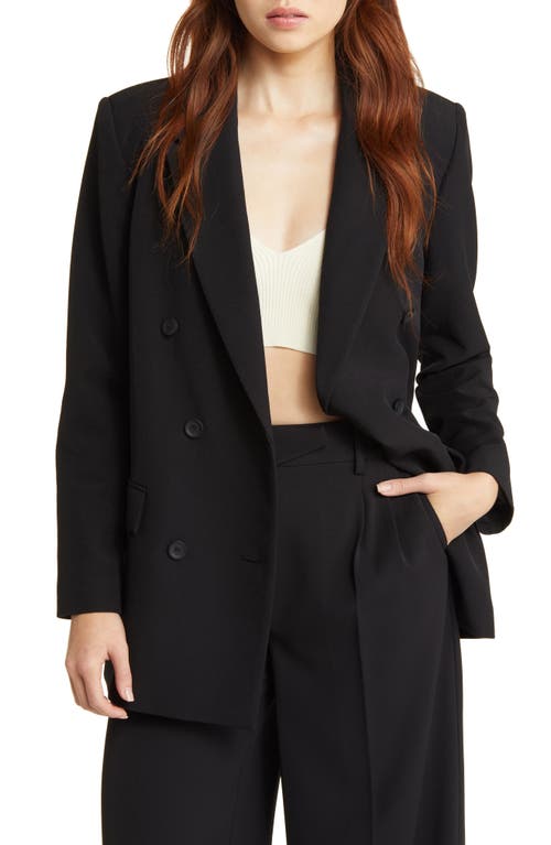 Open Edit Oversize Double Breasted Blazer Black at Nordstrom,