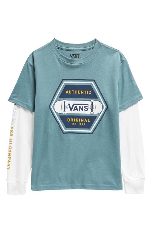 Vans Kids' Sk8 Authentic 66 Layered Cotton Graphic T-Shirt in North Atlantic-White at Nordstrom, Size 2T