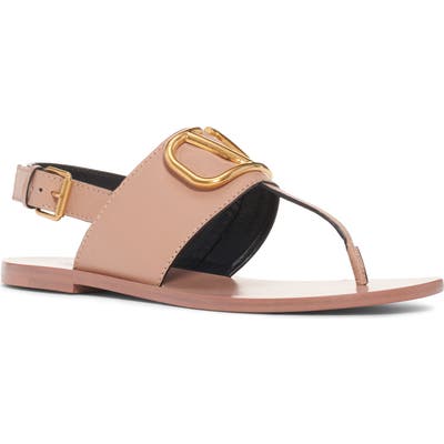 Valentino Garavani Logo Buckle Thong Sandal, Pink