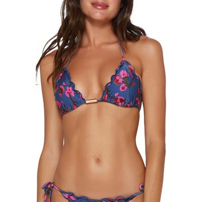 Vix Swimwear Fiore Ripple Triangle Bikini Top, Blue