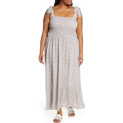 Plus Size Cece Moroccan Ditsy Maxi Sundress, Ivory