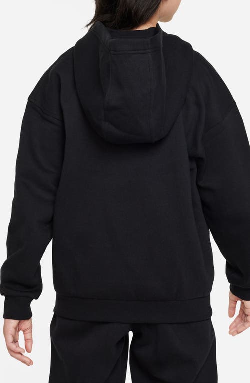 Nike Sportswear Club Fleece Big Kids' Oversized Full-zip Hoodie In Black/white