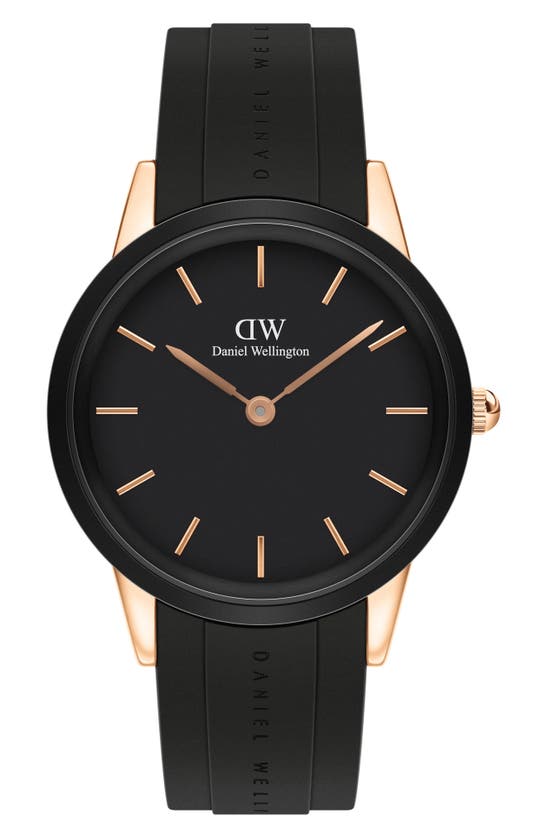 Wellington Motion Rubber Strap Watch, In Rose Gold/ Black | ModeSens