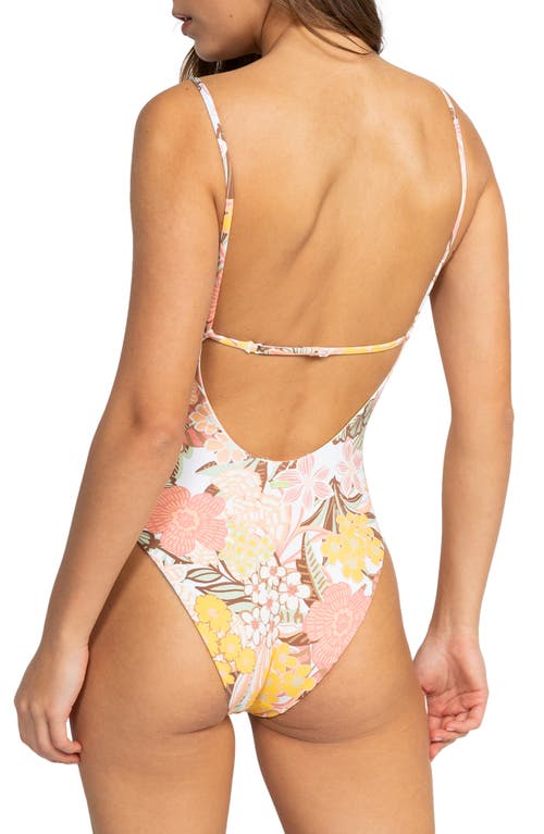 Shop Roxy Playa Paradise One-piece Swimsuit In Wbk6-white Viva La V