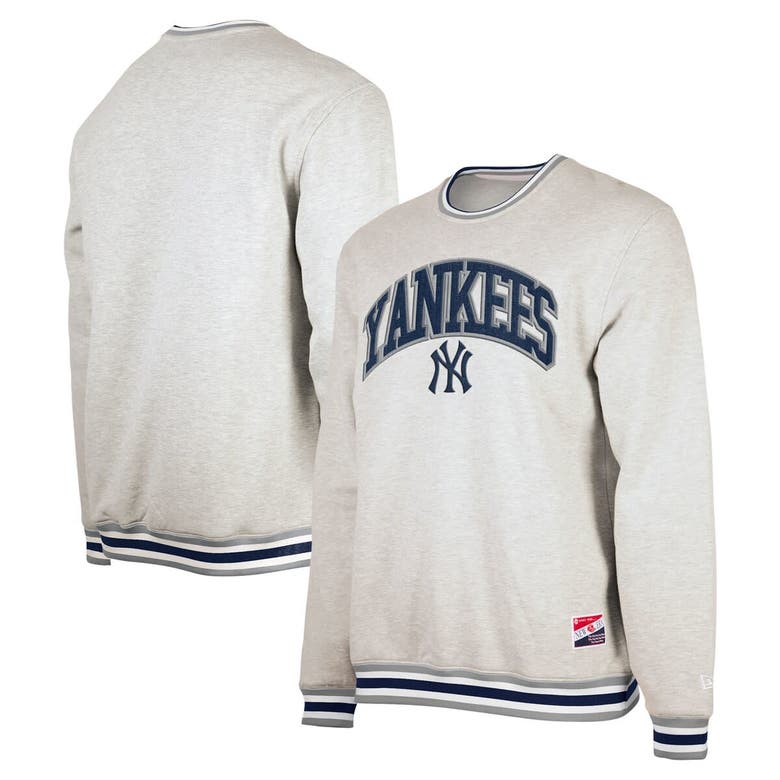 New Era Heather Gray New York Yankees Throwback Classic Pullover Sweatshirt