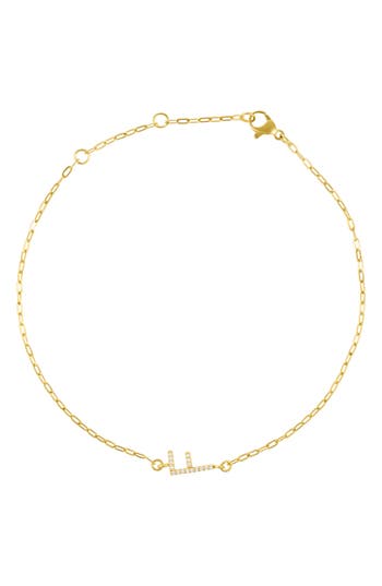 Adornia Pavé Cubic Zirconia Initial Anklet In Gold-f