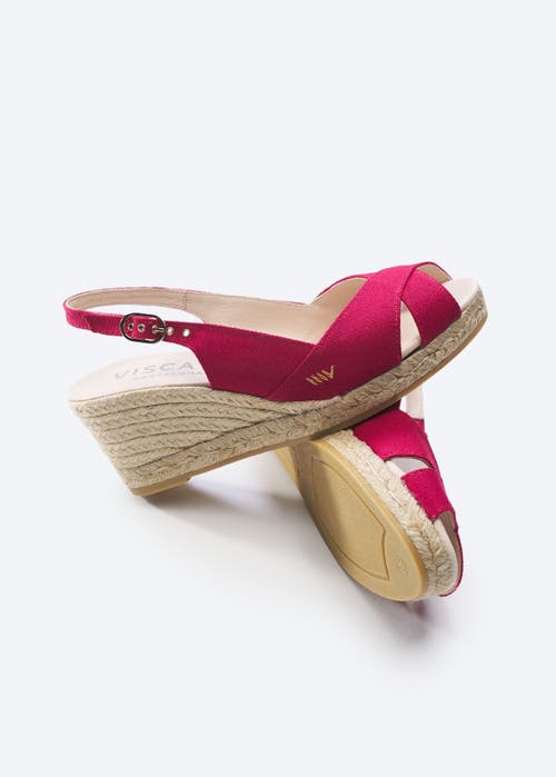 Viscata Llansa Canvas Espadrille Sandal Wedges In Cherry