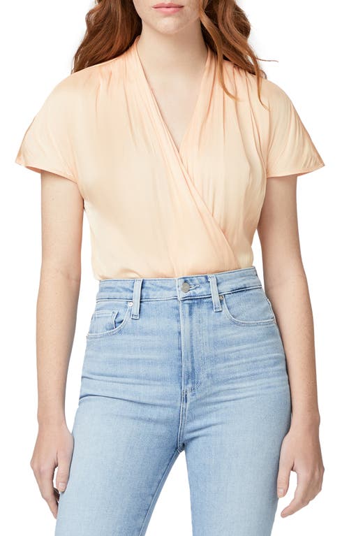 PAIGE Dijon Surplice Bodysuit in Light Orange Peel at Nordstrom, Size X-Small