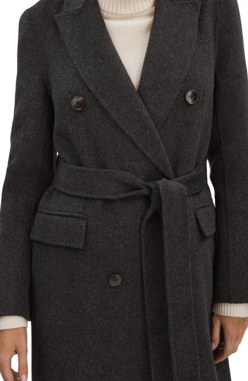 Shop Reiss Arla Double Breasted Wool Blend Coat In Charcoal