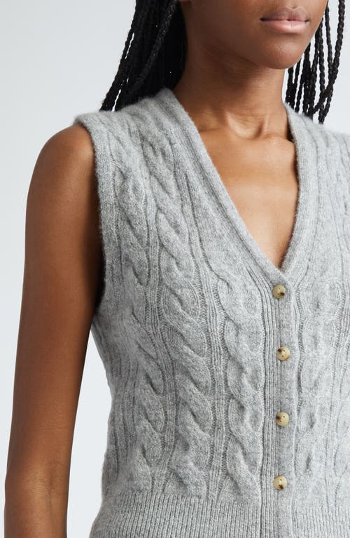 Shop Vince Cable Wool Blend Sweater Vest In H Silver Dust