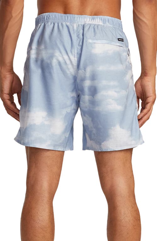 Shop Rvca Yogger Stretch Athletic Shorts In Digi Clouds