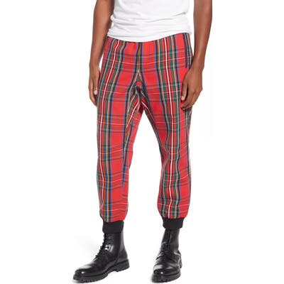 Wesc Tartain Plaid Jogger Sweatpants, Red