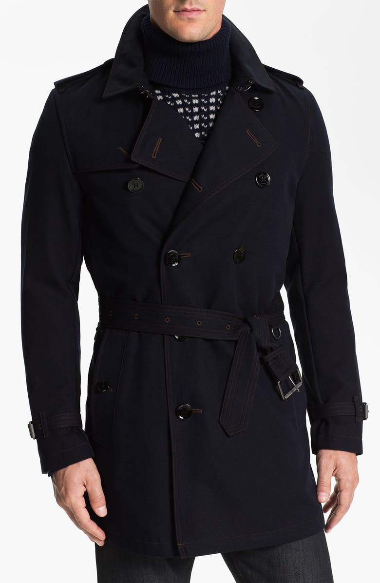 Burberry Brit Trim Fit Double Breasted Trench Coat | Nordstrom