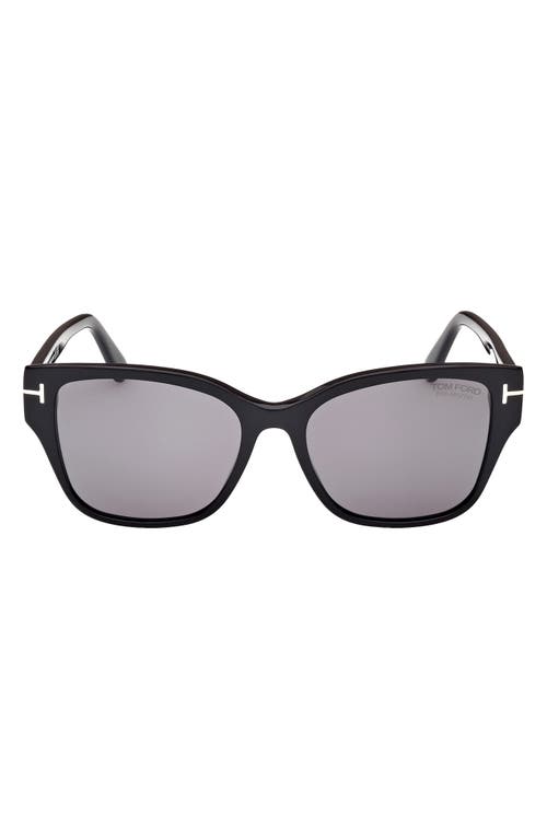 TOM FORD Elsa 55mm Polarized Butterfly Sunglasses in Shiny Black /Smoke at Nordstrom
