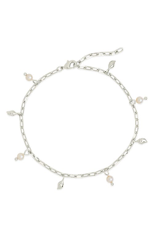 Beverly Freshwater Pearl Charm Anklet in Silver