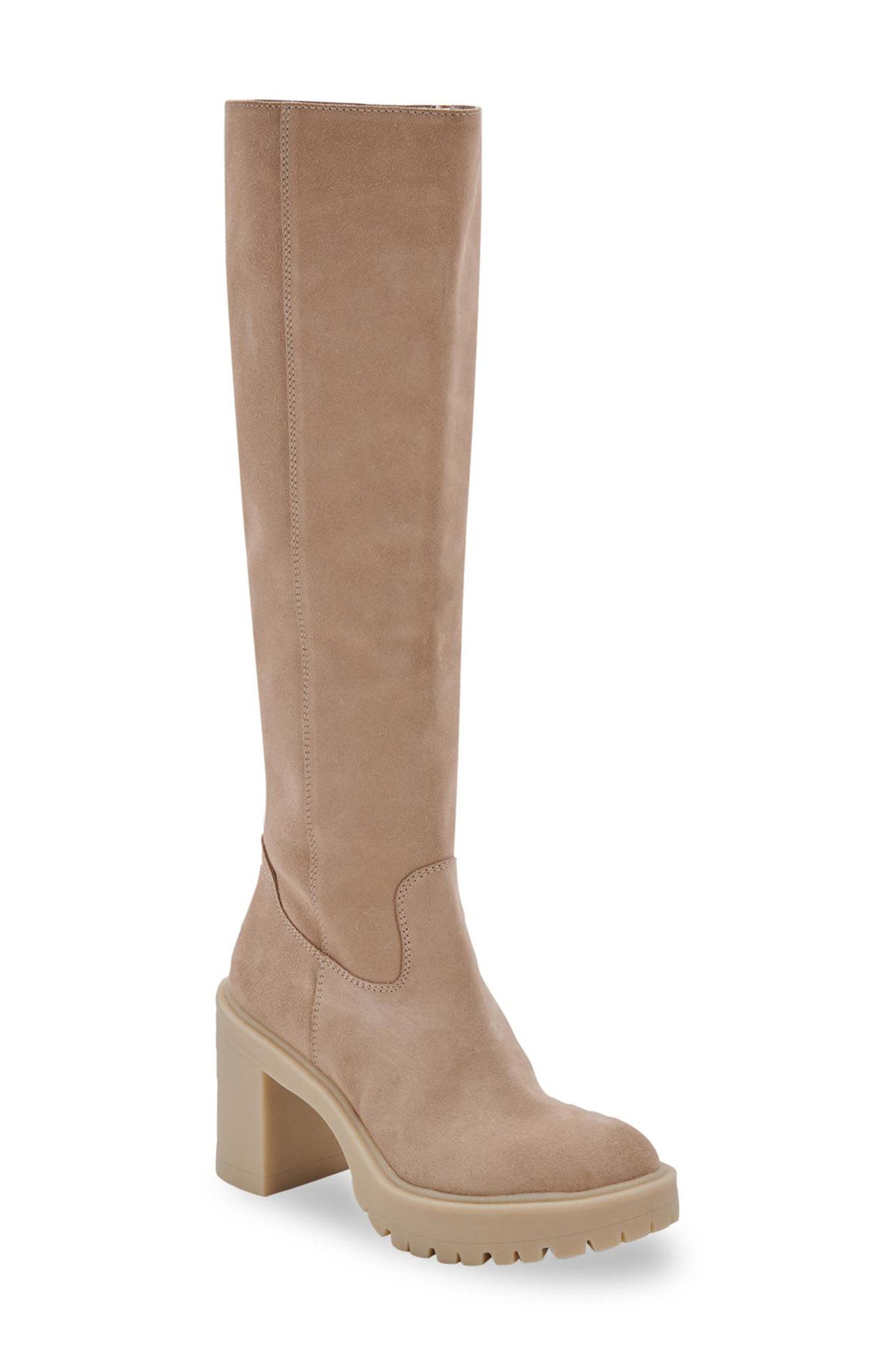 light beige knee high boots