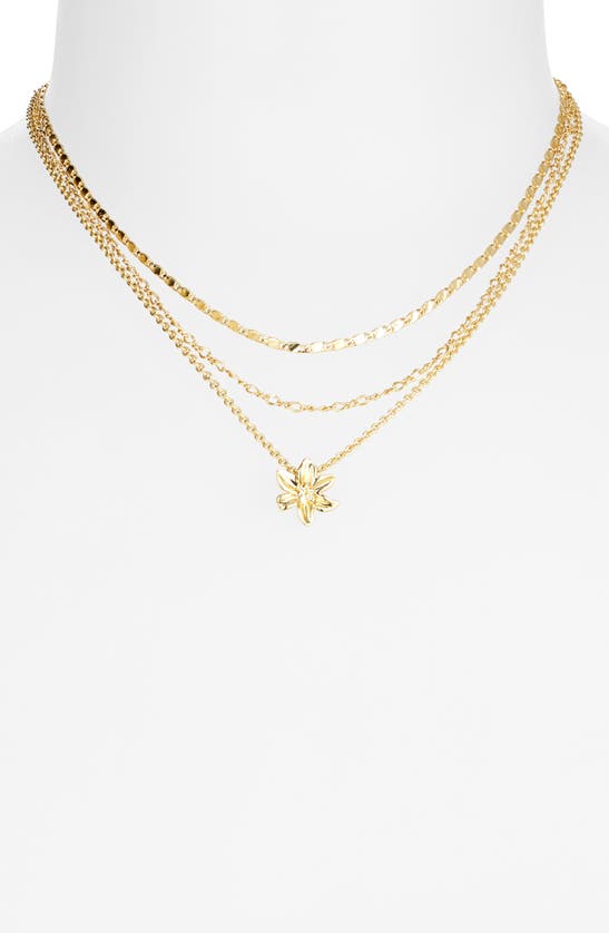 Shop Madewell Set Of 3 Dainty Flower Pendant & Chain Necklaces In Vintage Gold