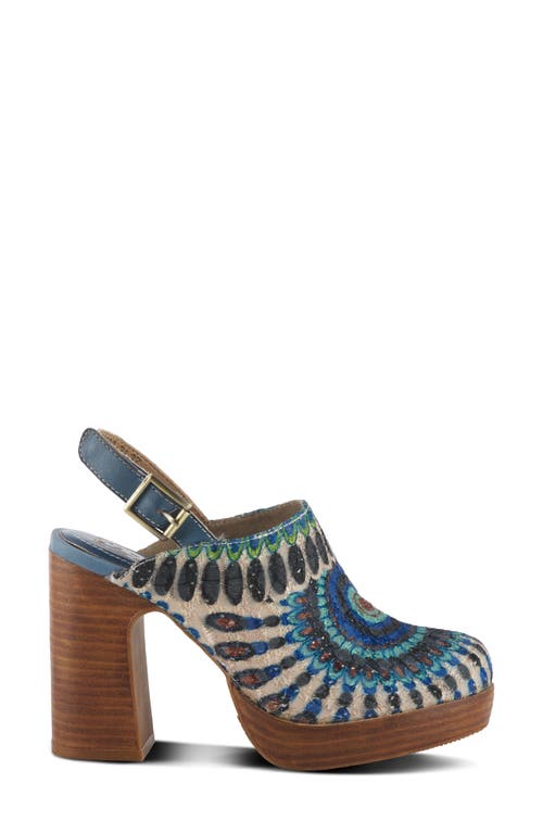 L'artiste By Spring Step Zipi Slingback Platform Clog In Blue Multi