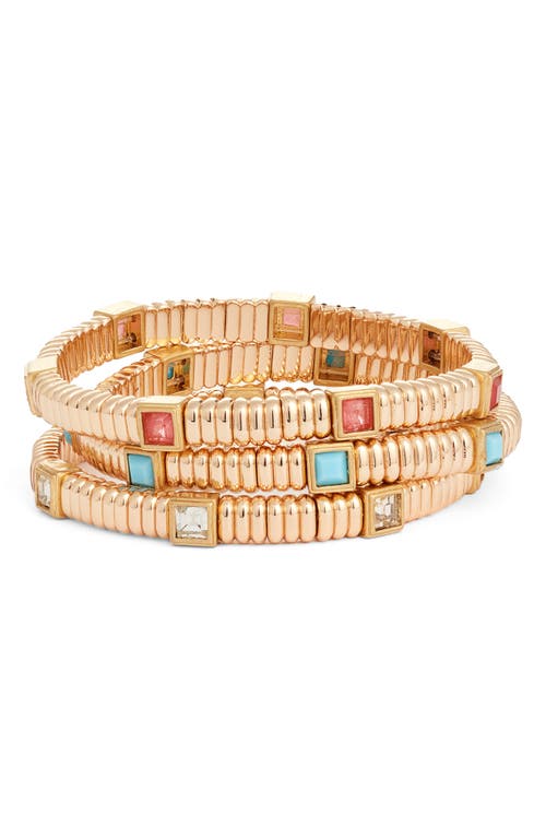 Shop Roxanne Assoulin Giulia Set Of 3 Beaded Bracelets In Multi - Gold