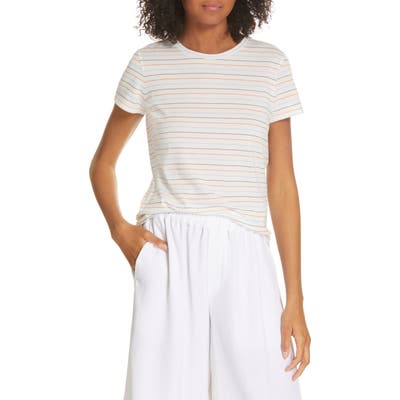 Vince Multistripe Crewneck Tee, White