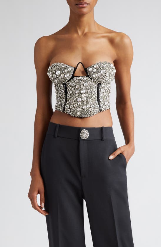 AREA CRYSTAL EMBROIDERED BUSTIER