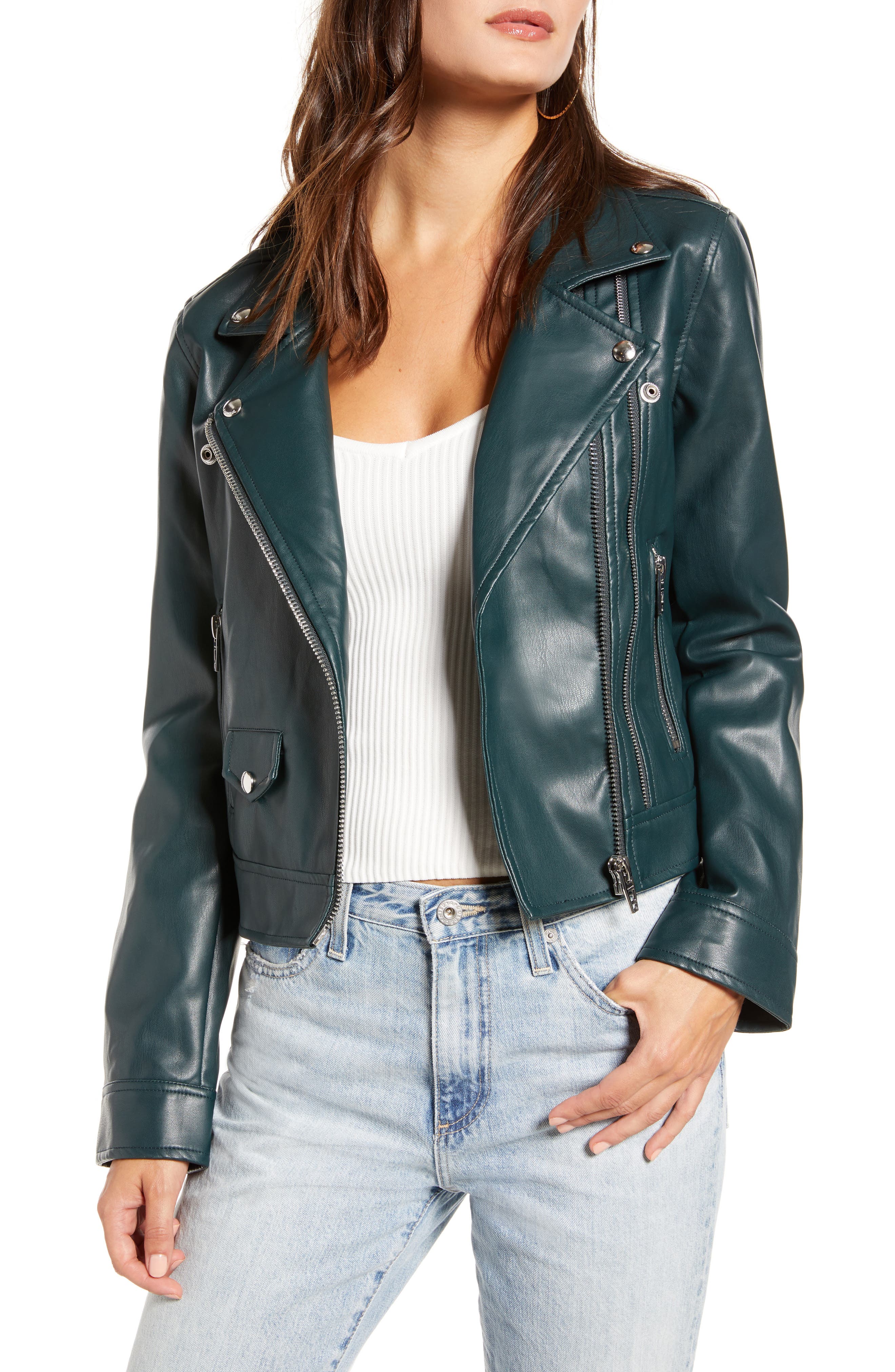 blanknyc denim vegan leather jacket