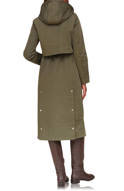 Shop Avec Les Filles Water Resistant Twill Hooded Longline Coat In Olive